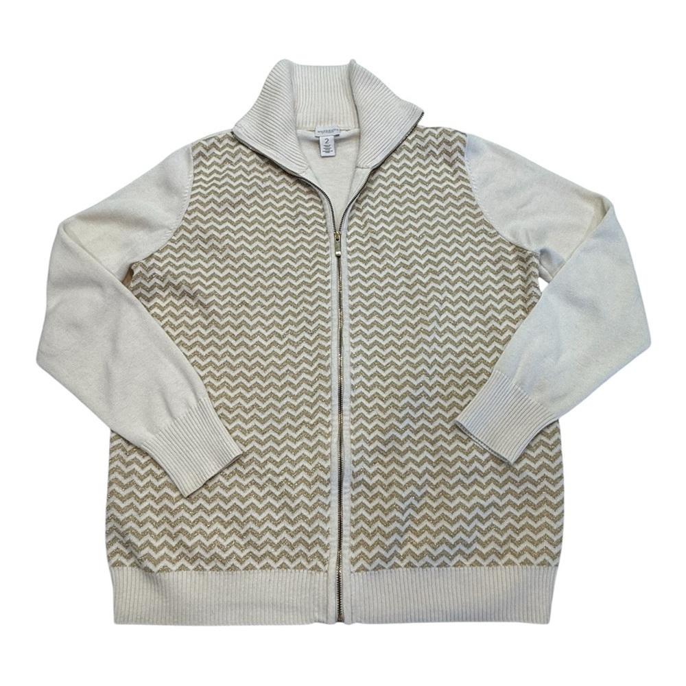 Chicos Full Zip Mock Neck Cardigan Sweater Size L